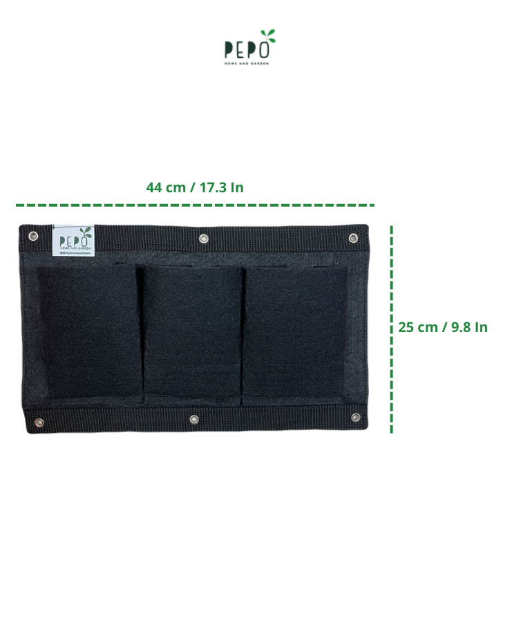 Bolsa de Cultivo para Jardín Vertical Horizontal 3 Bolsillos de 44cm X 25cm