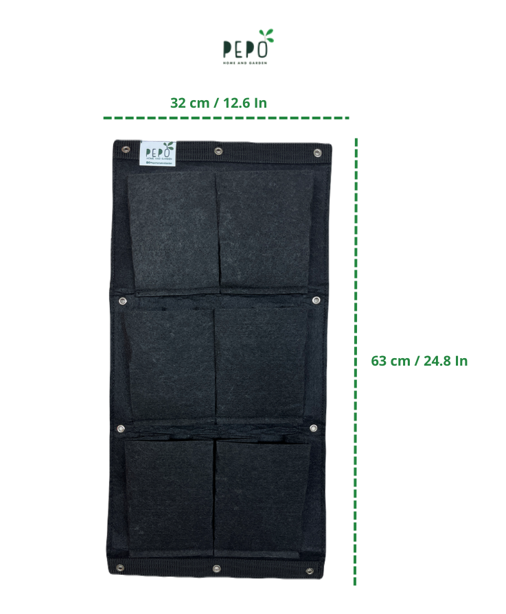 Bolsa de Cultivo para Jardín Vertical 6 Bolsillos de 32cm X 63cm